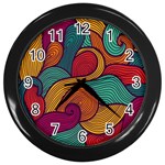 Swirly, Abstract, Multi Colored, Pattern, Wall Clock (Black)