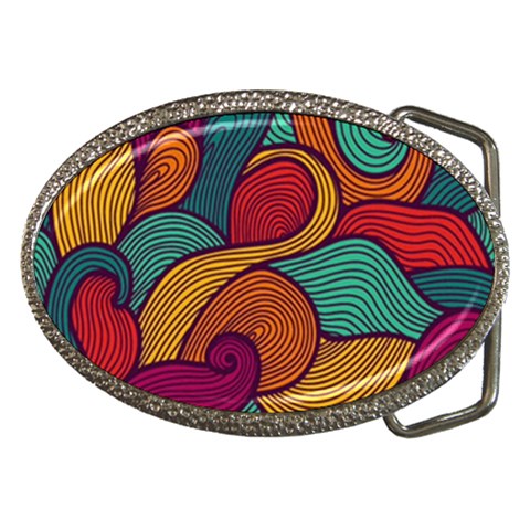 Swirly, Abstract, Multi Colored, Pattern, Belt Buckles from ArtsNow.com Front