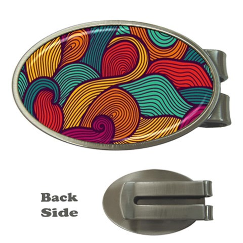 Swirly, Abstract, Multi Colored, Pattern, Money Clips (Oval)  from ArtsNow.com Front