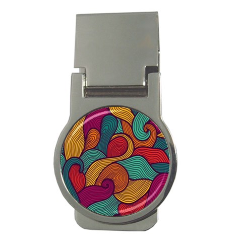 Swirly, Abstract, Multi Colored, Pattern, Money Clips (Round)  from ArtsNow.com Front