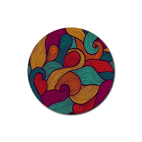 Swirly, Abstract, Multi Colored, Pattern, Rubber Coaster (Round) from ArtsNow.com Front