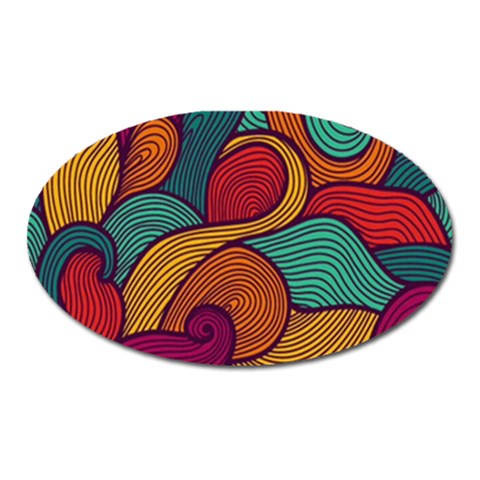 Swirly, Abstract, Multi Colored, Pattern, Oval Magnet from ArtsNow.com Front