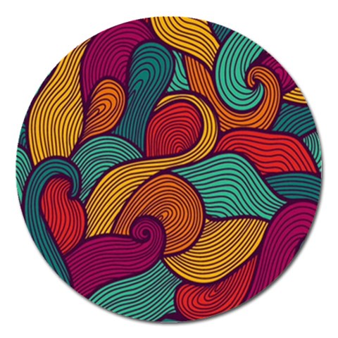 Swirly, Abstract, Multi Colored, Pattern, Magnet 5  (Round) from ArtsNow.com Front