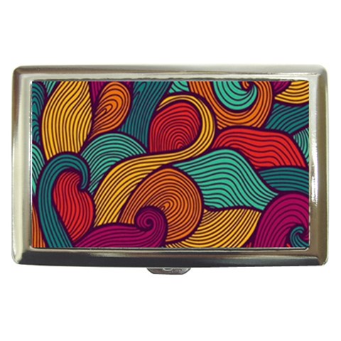 Swirly, Abstract, Multi Colored, Pattern, Cigarette Money Case from ArtsNow.com Front