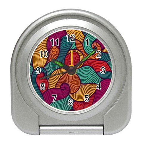 Swirly, Abstract, Multi Colored, Pattern, Travel Alarm Clock from ArtsNow.com Front