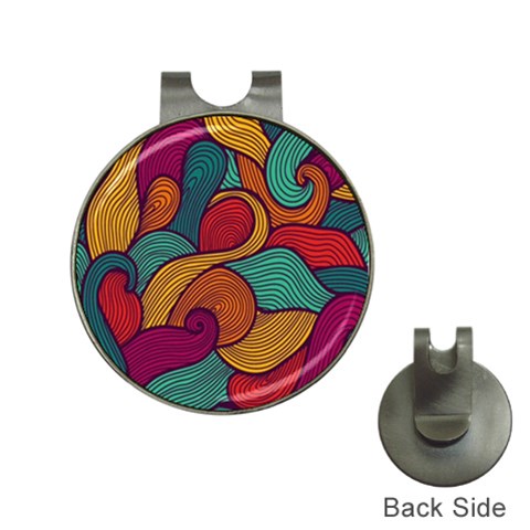 Swirly, Abstract, Multi Colored, Pattern, Hat Clips with Golf Markers from ArtsNow.com Front