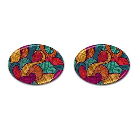 Swirly, Abstract, Multi Colored, Pattern, Cufflinks (Oval) from ArtsNow.com Front(Pair)