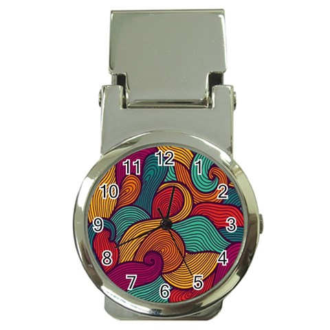 Swirly, Abstract, Multi Colored, Pattern, Money Clip Watches from ArtsNow.com Front