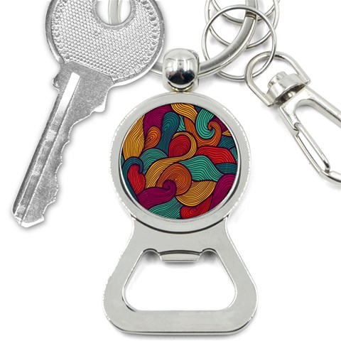 Swirly, Abstract, Multi Colored, Pattern, Bottle Opener Key Chain from ArtsNow.com Front