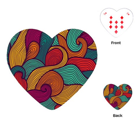 Swirly, Abstract, Multi Colored, Pattern, Playing Cards Single Design (Heart) from ArtsNow.com Front