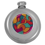 Swirly, Abstract, Multi Colored, Pattern, Round Hip Flask (5 oz)