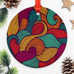 Swirly, Abstract, Multi Colored, Pattern, Round Ornament (Two Sides) from ArtsNow.com Front