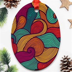 Swirly, Abstract, Multi Colored, Pattern, Oval Ornament (Two Sides) from ArtsNow.com Back