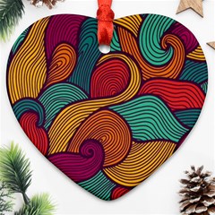 Swirly, Abstract, Multi Colored, Pattern, Heart Ornament (Two Sides) from ArtsNow.com Front