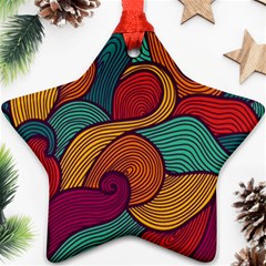 Swirly, Abstract, Multi Colored, Pattern, Star Ornament (Two Sides) from ArtsNow.com Front