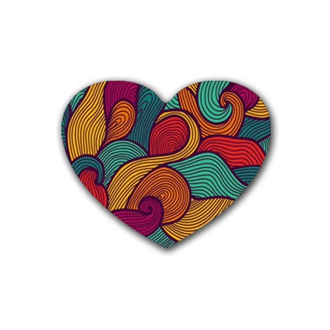 Swirly, Abstract, Multi Colored, Pattern, Rubber Coaster (Heart) from ArtsNow.com Front