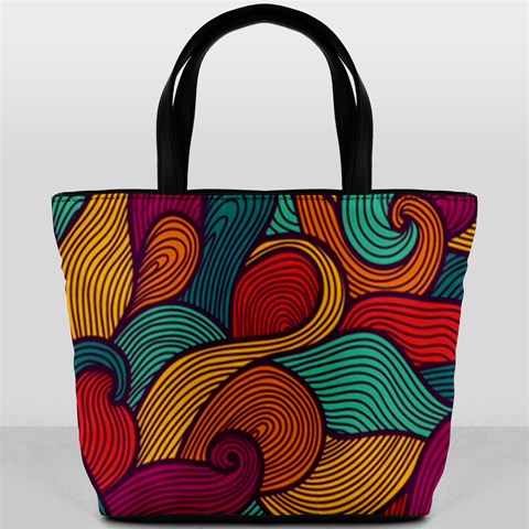 Swirly, Abstract, Multi Colored, Pattern, Bucket Bag from ArtsNow.com Front