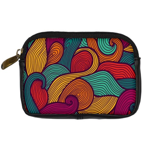 Swirly, Abstract, Multi Colored, Pattern, Digital Camera Leather Case from ArtsNow.com Front