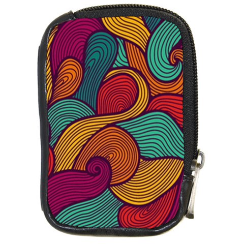 Swirly, Abstract, Multi Colored, Pattern, Compact Camera Leather Case from ArtsNow.com Front