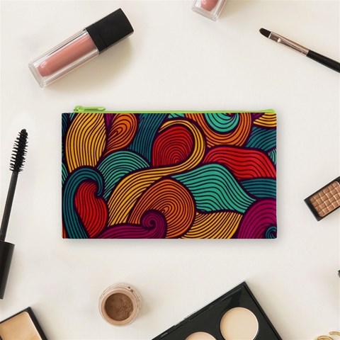 Swirly, Abstract, Multi Colored, Pattern, Cosmetic Bag (Small) from ArtsNow.com Front