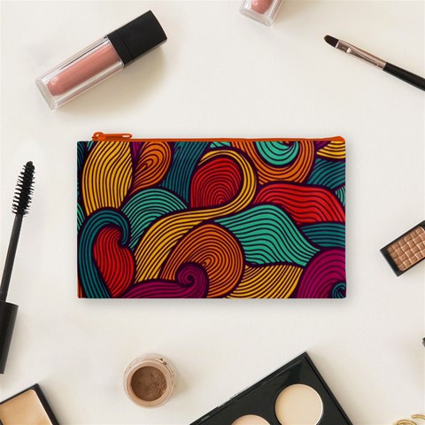 Swirly, Abstract, Multi Colored, Pattern, Cosmetic Bag (Small) from ArtsNow.com Front