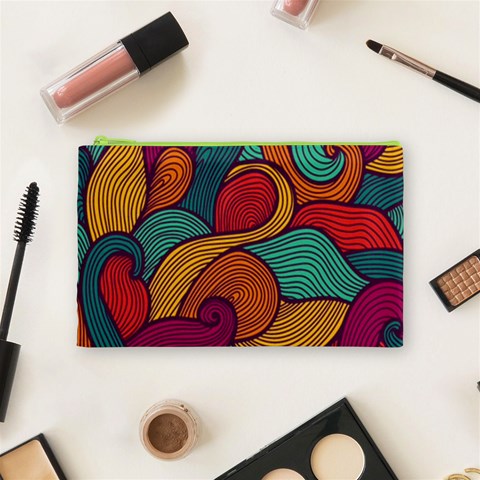 Swirly, Abstract, Multi Colored, Pattern, Cosmetic Bag (Medium) from ArtsNow.com Front