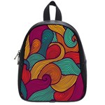 Swirly, Abstract, Multi Colored, Pattern, School Bag (Small)