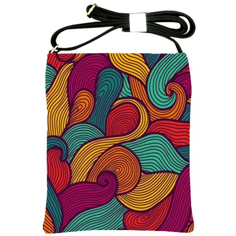 Swirly, Abstract, Multi Colored, Pattern, Shoulder Sling Bag from ArtsNow.com Front