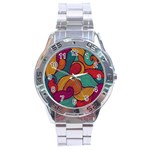 Swirly, Abstract, Multi Colored, Pattern, Stainless Steel Analogue Watch