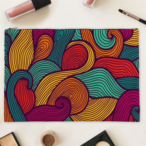 Swirly, Abstract, Multi Colored, Pattern, Cosmetic Bag (XXL) from ArtsNow.com Front