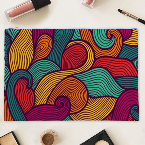 Swirly, Abstract, Multi Colored, Pattern, Cosmetic Bag (XXL) from ArtsNow.com Front