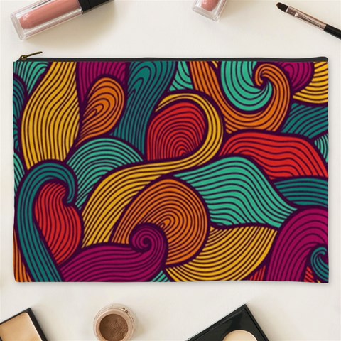 Swirly, Abstract, Multi Colored, Pattern, Cosmetic Bag (XXXL) from ArtsNow.com Front