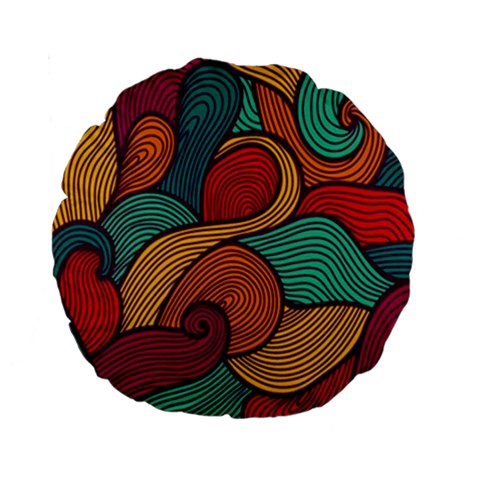 Swirly, Abstract, Multi Colored, Pattern, Standard 15  Premium Round Cushions from ArtsNow.com Front