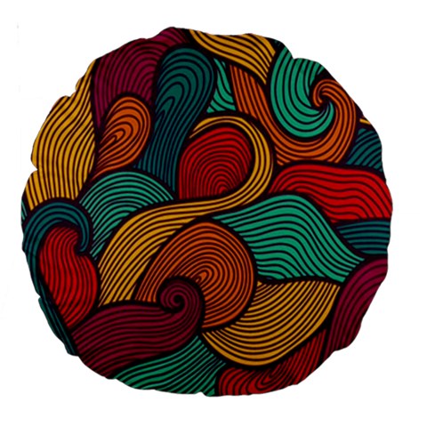 Swirly, Abstract, Multi Colored, Pattern, Large 18  Premium Round Cushions from ArtsNow.com Back