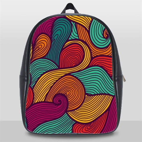 Swirly, Abstract, Multi Colored, Pattern, School Bag (XL) from ArtsNow.com Front