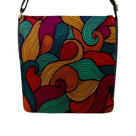 Swirly, Abstract, Multi Colored, Pattern, Flap Closure Messenger Bag (L) from ArtsNow.com Front