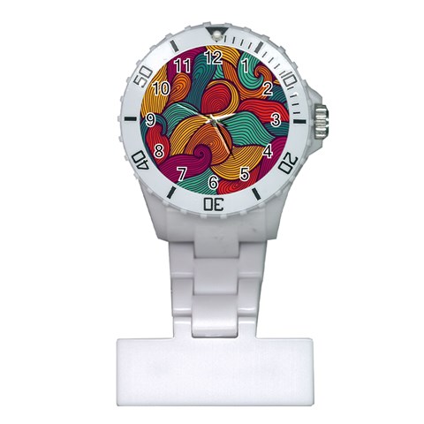 Swirly, Abstract, Multi Colored, Pattern, Plastic Nurses Watch from ArtsNow.com Front