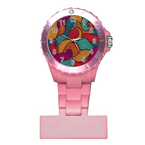 Swirly, Abstract, Multi Colored, Pattern, Plastic Nurses Watch from ArtsNow.com Front