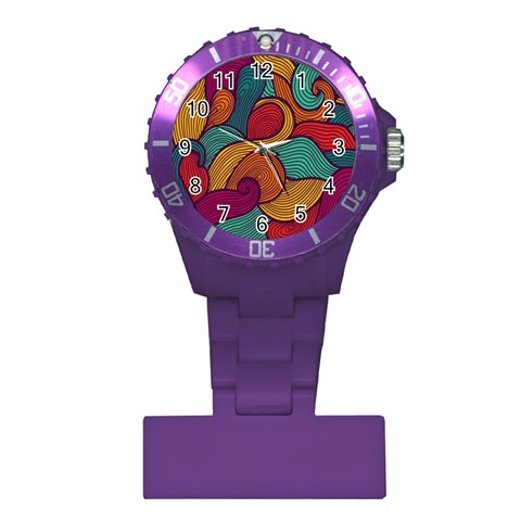 Swirly, Abstract, Multi Colored, Pattern, Plastic Nurses Watch from ArtsNow.com Front