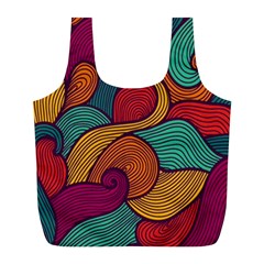 Swirly, Abstract, Multi Colored, Pattern, Full Print Recycle Bag (L) from ArtsNow.com Front