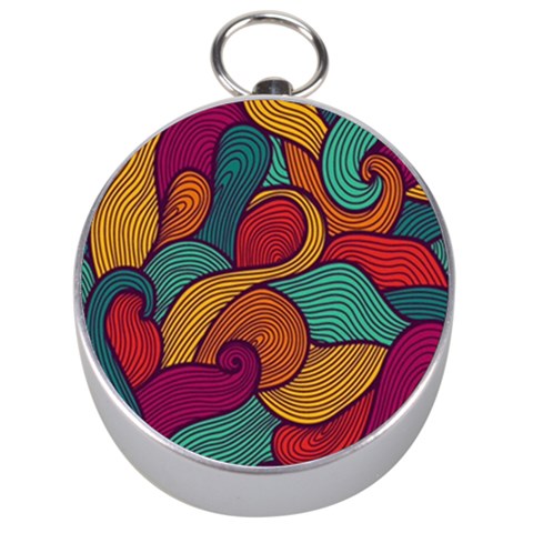 Swirly, Abstract, Multi Colored, Pattern, Silver Compasses from ArtsNow.com Front