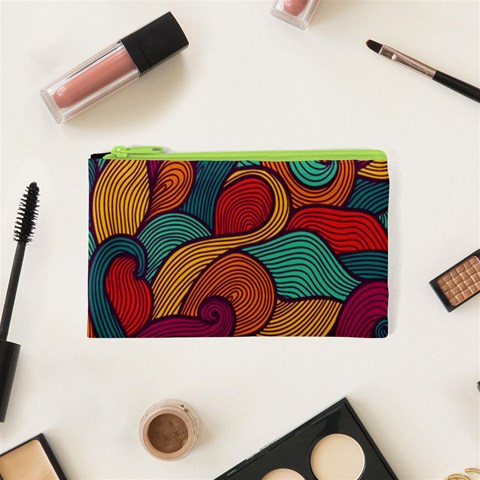 Swirly, Abstract, Multi Colored, Pattern, Cosmetic Bag (XS) from ArtsNow.com Front