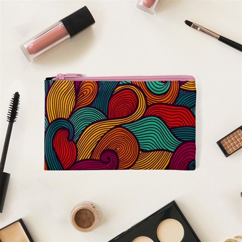 Swirly, Abstract, Multi Colored, Pattern, Cosmetic Bag (XS) from ArtsNow.com Front