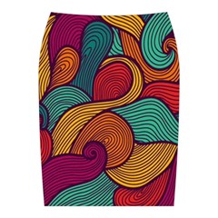 Swirly, Abstract, Multi Colored, Pattern, Midi Wrap Pencil Skirt from ArtsNow.com Back