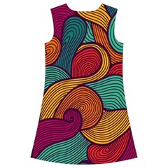 Swirly, Abstract, Multi Colored, Pattern, Kids  Short Sleeve Velvet Dress from ArtsNow.com Back