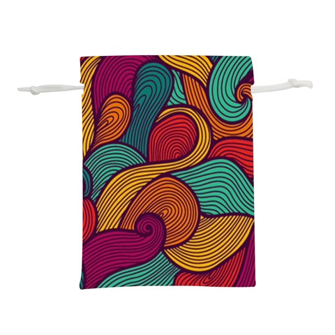 Swirly, Abstract, Multi Colored, Pattern, Lightweight Drawstring Pouch (S) from ArtsNow.com Front