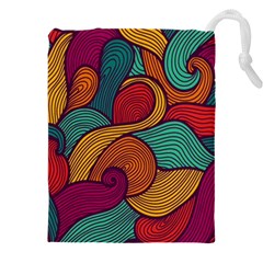 Swirly, Abstract, Multi Colored, Pattern, Drawstring Pouch (4XL) from ArtsNow.com Front