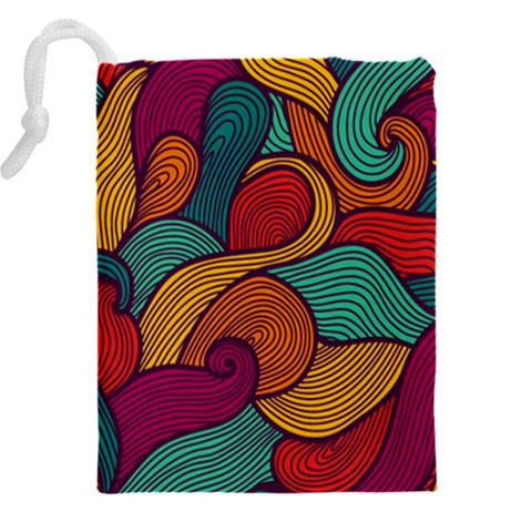 Swirly, Abstract, Multi Colored, Pattern, Drawstring Pouch (4XL) from ArtsNow.com Back