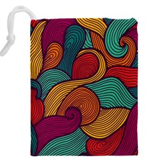 Swirly, Abstract, Multi Colored, Pattern, Drawstring Pouch (4XL) from ArtsNow.com Back