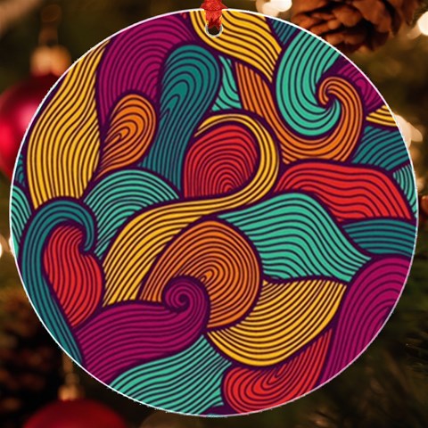 Swirly, Abstract, Multi Colored, Pattern, UV Print Acrylic Ornament Round from ArtsNow.com Front